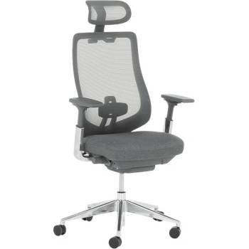 Bittel Работен стол Carmen BADEN, до 136кг. макс тегло, дамаска/мрежа, ергономичен, алуминиева база, мултиблок механизъм, люлеещ механизъм, слайд механизъм, газов амортисьор, лумбална опора, сив (bt-3520592)