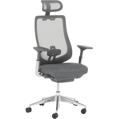 Bittel Работен стол Carmen BADEN, до 136кг. макс тегло, дамаска/мрежа, ергономичен, алуминиева база, мултиблок механизъм, люлеещ механизъм, слайд механизъм, газов амортисьор, лумбална опора, сив (bt-3520592)