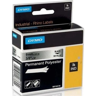 páska DYMO 18485 PROFI D1 RHINO Black On Metallic Permanent Polyester Tape (9mm) (S0718170)