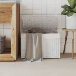 vidaXL Кош за пране с капак, бял, 55, 5x35x34 см, полиратан (372053)