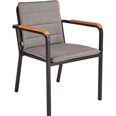 Stern Pepe 58x63x80 cm, rám lakovaný hliník black matt, teakové područky, včetně celopotahu Silk grey