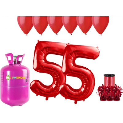HeliumKing Helium párty set na 55. narozeniny s červenými balónky