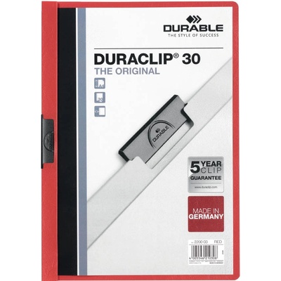 Durable Duraclip Desky A4 kapacita 30 listů červená