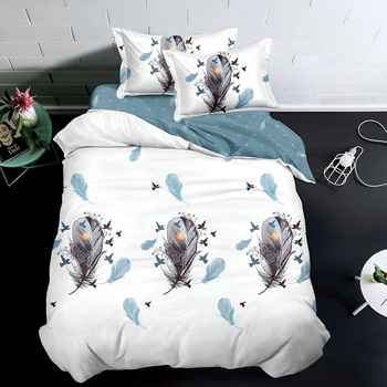 EmonaMall Двулицево спално бельо с ластик (размер за приста) EmonaMall, 4 части - Модел S18398 (S18398-66666h)