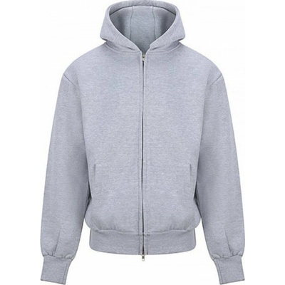Just Hoods mikina s dvoucestným zipem a trojdílnou kapucí šedá melír