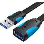 Vention USB 3.0, (удължител, плосък, черен), 1, 5 м, кабел