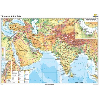 Cartographia Západná a Južná Ázia (160x120 cm – 1:4900000), nástenná, fóliovaná, lištovaná