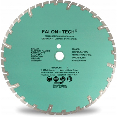 Diamantový řezný kotouč Falon-Tech FTDBDCUT350GR 25,4 x 350 mm