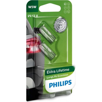 Philips LongLife EcoVision W5W W2,1x9,5d 12V 5W 2 ks 12961LLECOB2