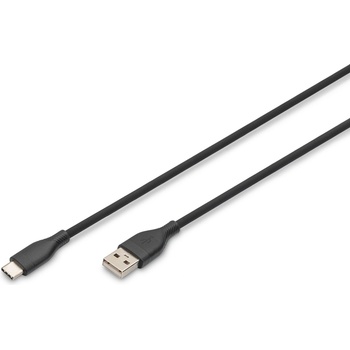 ASSMANN USB-C Силиконов кабел за зареждане от USB-A към USB-C USB 2.0 60W 1 м черен AK-300340-010-S (AK-300340-010-S)