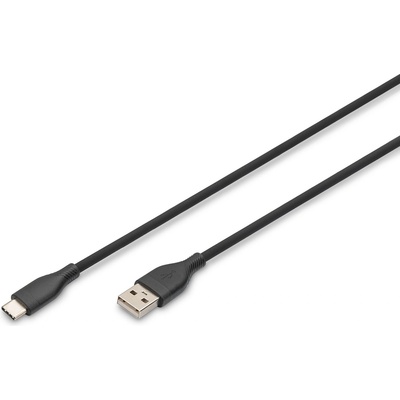 ASSMANN USB-C Силиконов кабел за зареждане от USB-A към USB-C USB 2.0 60W 1 м черен AK-300340-010-S (AK-300340-010-S)