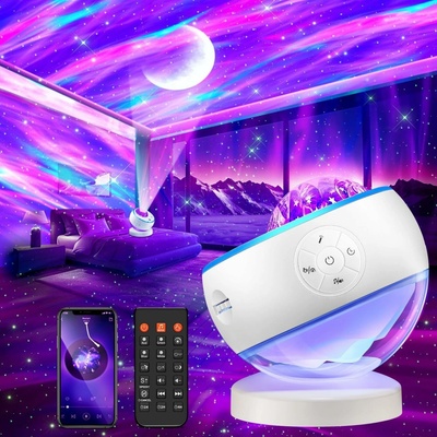One Fire Projektor hviezdnej oblohy, galaxie a polárnej žiary s Bluetooth a bielym šumom