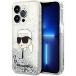 KARL LAGERFELD Калъф за iPhone 14 Pro - Karl Lagerfeld Hardcase Glitter (KLHCP14LLLLNKKHCH) - Silver Karl Head