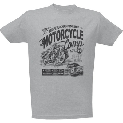Tričko s potiskem Motocyklová soutěž pánské Šedá melír – Hledejceny.cz
