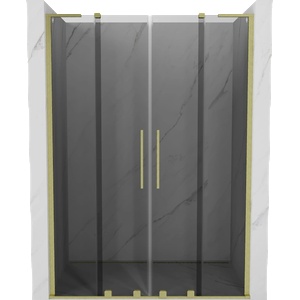 Mexen Velar L Duo плъзгащи се душ врати 150 см, графит, златно матово - 871-150-003-42-55 (871-150-003-42-55)