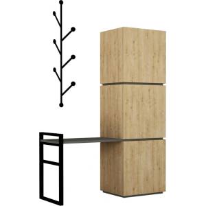 Decortie Комплект от дъбов шкаф за обувки и дъбов стенен шкаф Mello - Decortie (855DTE4404)