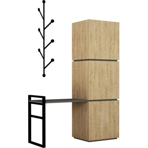 Decortie Комплект от дъбов шкаф за обувки и дъбов стенен шкаф Mello - Decortie (855DTE4404)