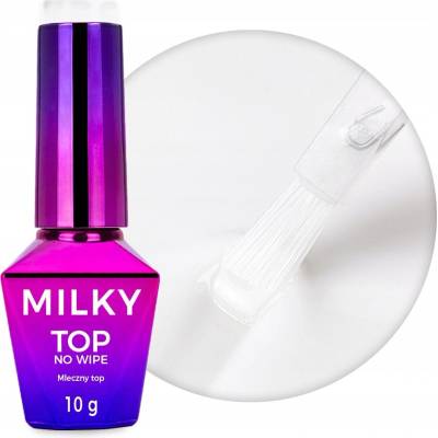 MOLLYNAILS Vrchní gel lak Mléčný Milky Cream White Bílá No Wipe 10 g