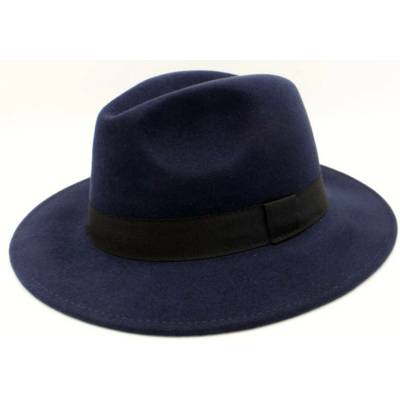 Plstěný klobouk fedora zimní voděodolný krempa tmavě modrý