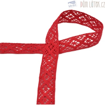 Krajka paličkovaná červená, šíře 20 mm – Zboží Dáma