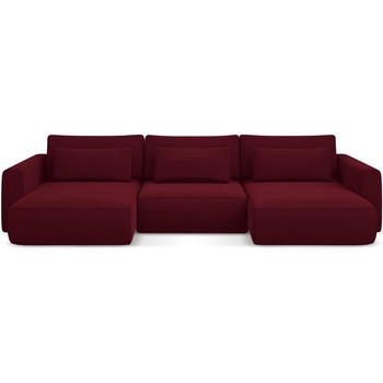 makamii Бордо кадифен разтегателен ъглов диван с място за съхранение (U форма) Kapua - Makamii (KAPUA_UF_3_P1_C14)