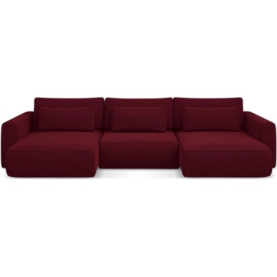 makamii Бордо кадифен разтегателен ъглов диван с място за съхранение (U форма) Kapua - Makamii (KAPUA_UF_3_P1_C14)