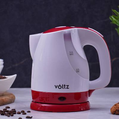 Електрическа кана Voltz V51230F, 1300W, 900 ml, Мерителна скала, Бял/червен