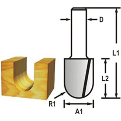 Makita D-47830 - Fréza do dřeva drážkovací radiusová 2-břitá pr. 6,35 x 19 x 44,5 mm radius 3,2 mm
