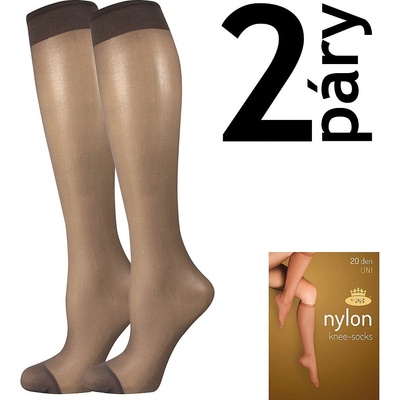NYLON KNEE-SOCKS 20 DEN punčochové podkolenky Lady 12 párů fumo
