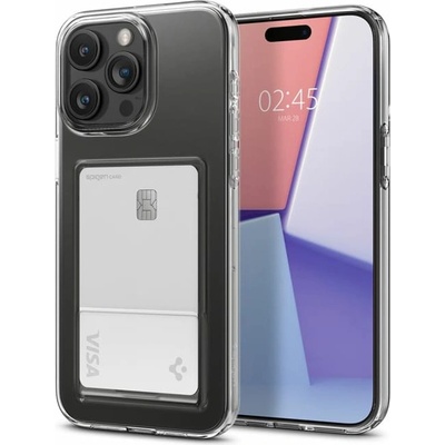 Spigen Калъф за Apple iPhone 15 Pro Max, термополиуретанов, Spigen Crystal Slot (ACS06587), удароустойчив, прозрачен (ACS06587)