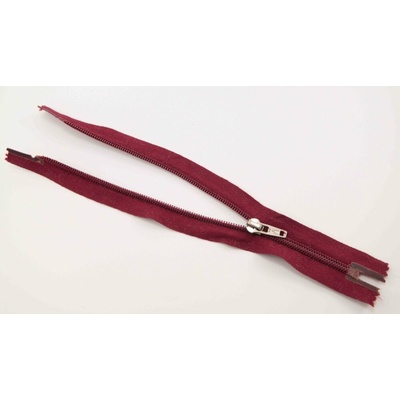 Nedeliteľný jemný plastový špirálový zips (veľkosť číslo 3) rôzne farby - dĺžka 12 cm - 60 cm 16 cm Vínová so strieborným jazdcom