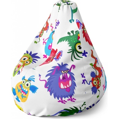 Sablio sedací vak Pear barevné příšerky 140 x 100 x 25 cm