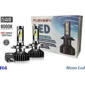  Комплект от 2бр Умалени Мини Лед Led Диодни Крушки H4 Х4 12V 50W 12000lm Mono LED +300% За Фарове Can Bus без грешки къс