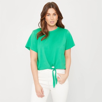 Be You Тениска Be You Tie Front Regular Fit T-Shirt - Green
