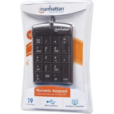 Manhattan Цифрова клавиатура Manhattan 176354, нископрофилна, 19 клавиша, USB, черна (176354)