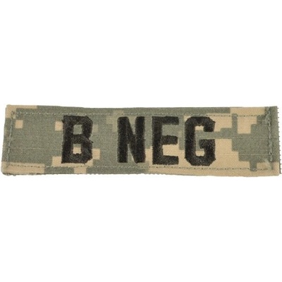 MILITARY RANGE Nášivka krvná skupina B NEG VELCRO ACU DIGITAL