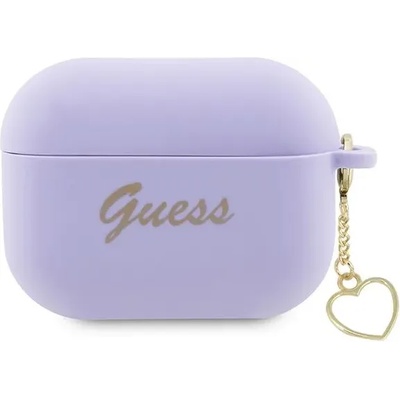 Guess AirPods Pro 2 калъф лилав силикон Charm Heart Collection (GUAP2LSCHSU)