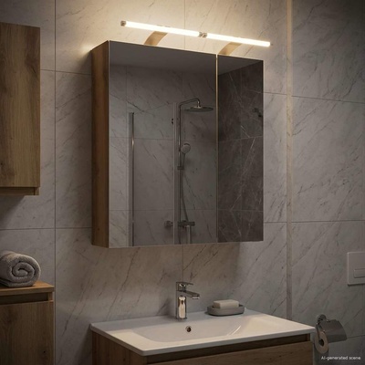 vidaXL Шкаф с огледало за баня с рафт Дъб Артизан 60 x 14, 5 x 70 см (889070)