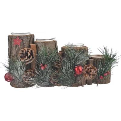 Svícen dřevo advent 35x13x17 cm