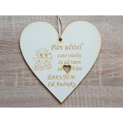 LYMFY | Dřevěná tabulka poděkování pan učitel 17cm | přírodní dřevo