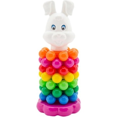 Teddies skládačka pyramida s kroužky plast 26 cm zajíc