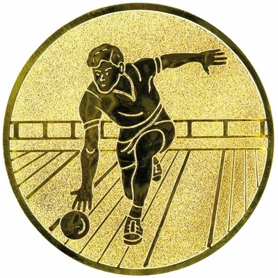 Bowling Emblém Nálepka na trofej Ø 50 mm zlatá