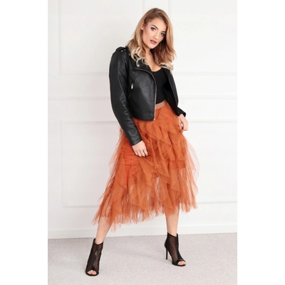 Fashionweek dámska Maxi tylová sukňa Rock Star TC027 rudý