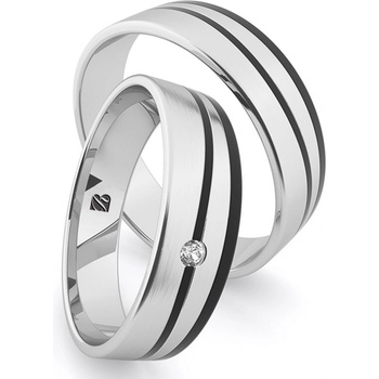 Blink Blink Svadobné obrúčky z bieleho zlata a karbónu 8325 BKL