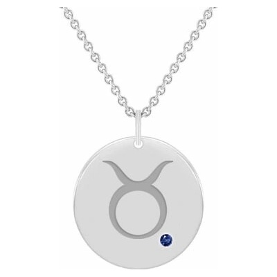 Eppi Stříbrný přívěsek se znamením a modrým safírem Býk P44247