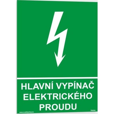 Traiva s.r.o Hlavní vypínač elektrického proudu Verze: Samolepka 210 x 297 mm (A4) tl. 0.1 mm - Kód: 05377