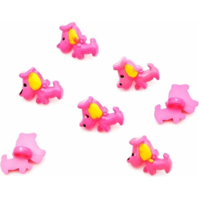 Detský gombík - ružový psík - priemer 1,5 cm