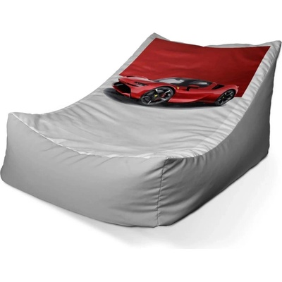 Sablio sedací vak lounge Ferrari na červenobílé 80 x 95 x 50 cm