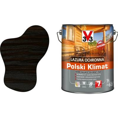 V33 Impregnační lazura s ochranou až 7 let, eben, 5L, saténový lesk