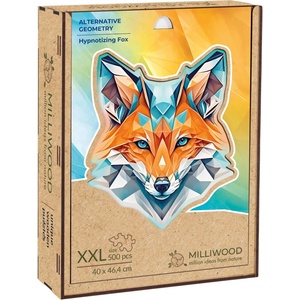 Milliwood Дървен пъзел Milliwood, Alternative Geometry, 500 части - Лисица (XXL-HypnotizingFox-5050) - bright-toys